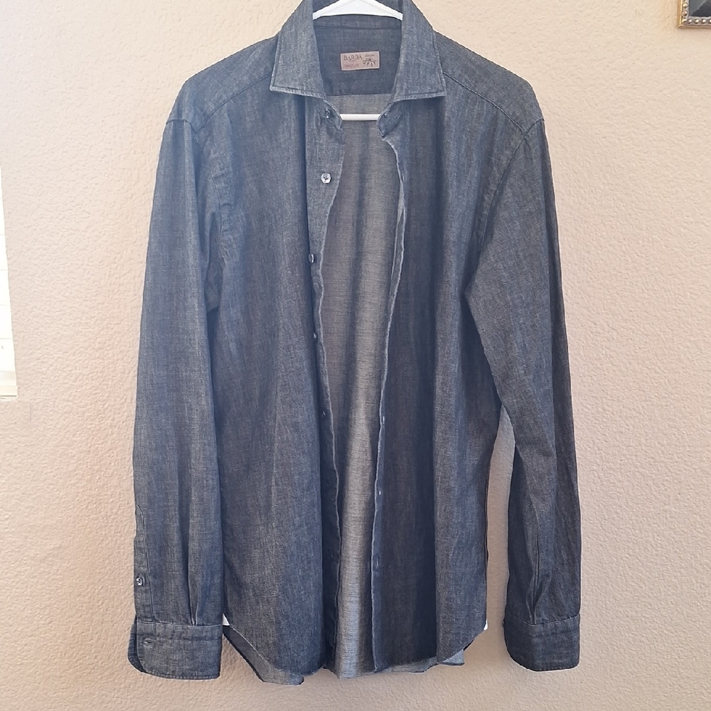 Barba Napoli Dandy Life Men's Denim Button-Up Shirt. MADE in ITALY, SIZE: 41/16